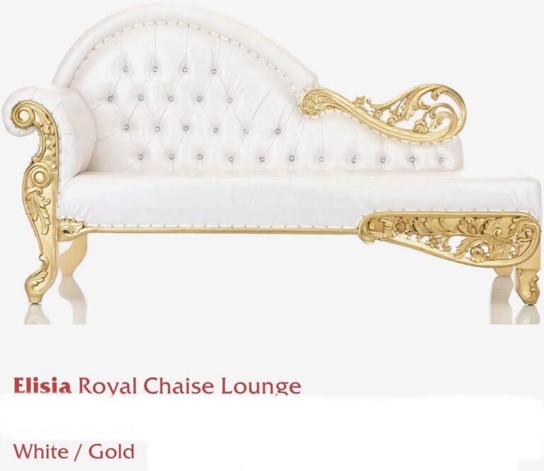 elisia royal chaise lounge white and gold